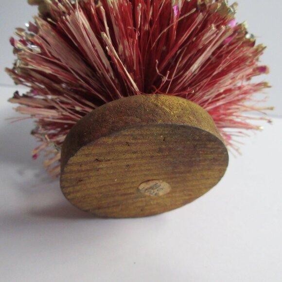 Red & Green Bottle Brush Flocked Christmas Tree 7" Delta Novelty Japan Vintage - Picture 8 of 16